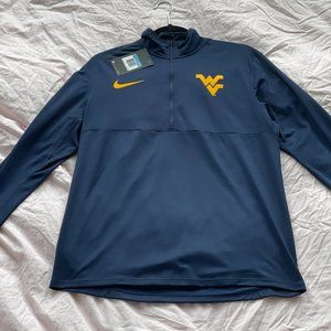 Men's WVU Nike Navy Team Logo Element Performance Half-Zip Pullover